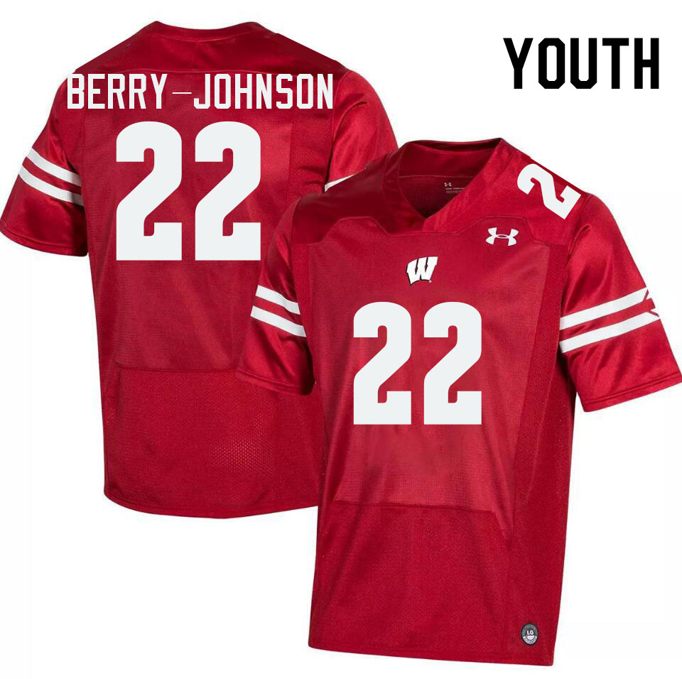 Youth #22 Kyan Berry-Johnson Wisconsin Badgers College Football Jerseys Stitched-Red